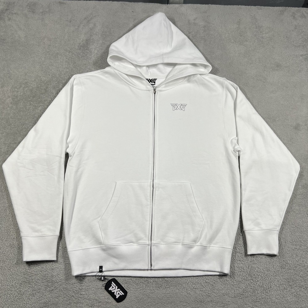 PXG Golf Hoodie Mens 2XL White Full Zip Sweatshirt Sweater Fleece